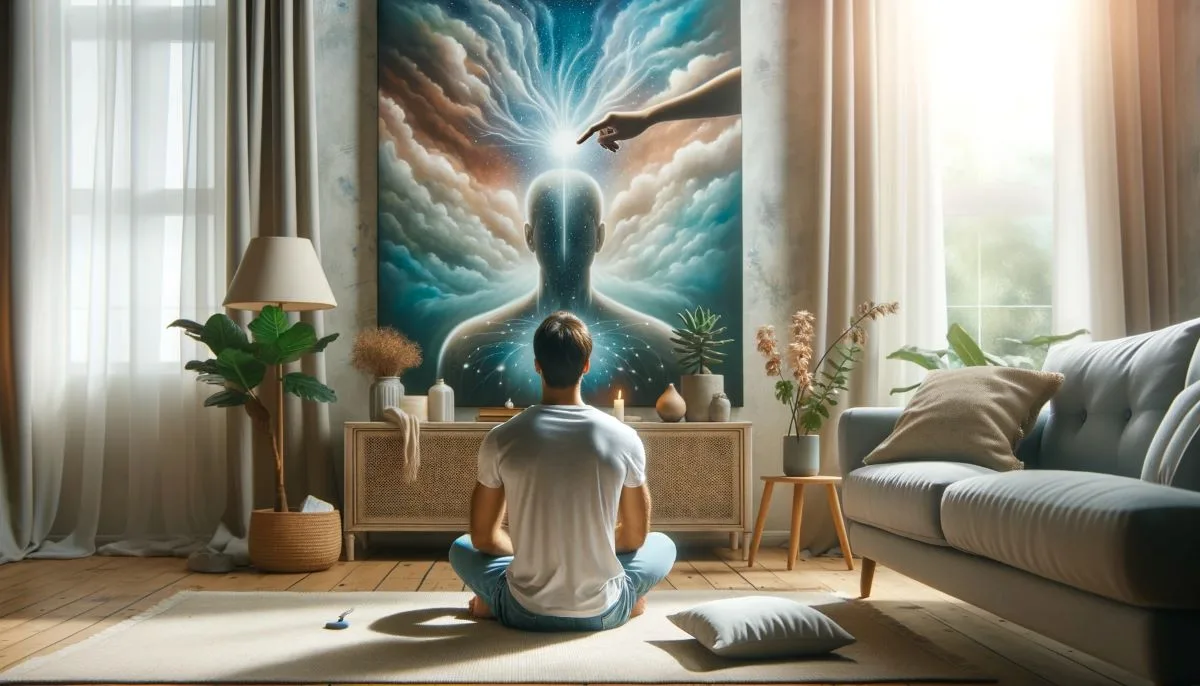 A compelling visual for an article on EFT tapping, showcasing a person engaged in the practice within a serene setting. The image reflects a moment of mindfulness and emotional healing, emphasizing the effectiveness of EFT as a tool for personal growth and emotional wellness. The environment is calm and supportive, inviting viewers to learn more about the benefits of tapping for their own wellbeing, capturing the essence of transformation and self-care through this powerful technique.